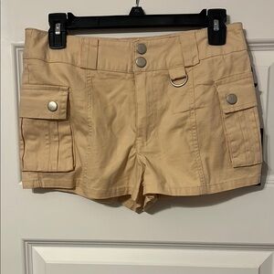 Women's Tan Cargo Shorts Small Beige/Cream